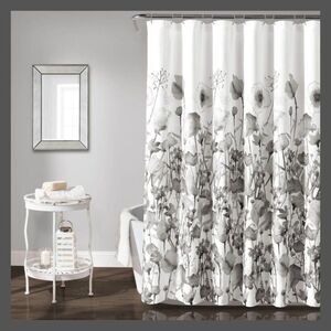Lush Decor - 72"x72" Zuri Flora Shower Curtain Light Gray - Lus Gray